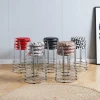 Household round stools and reinforced iron stools can be stacked for adults. Plastic solid wood thickened commercial set stools and fashionable high table stools details Picture